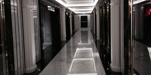 Geometric design hallway